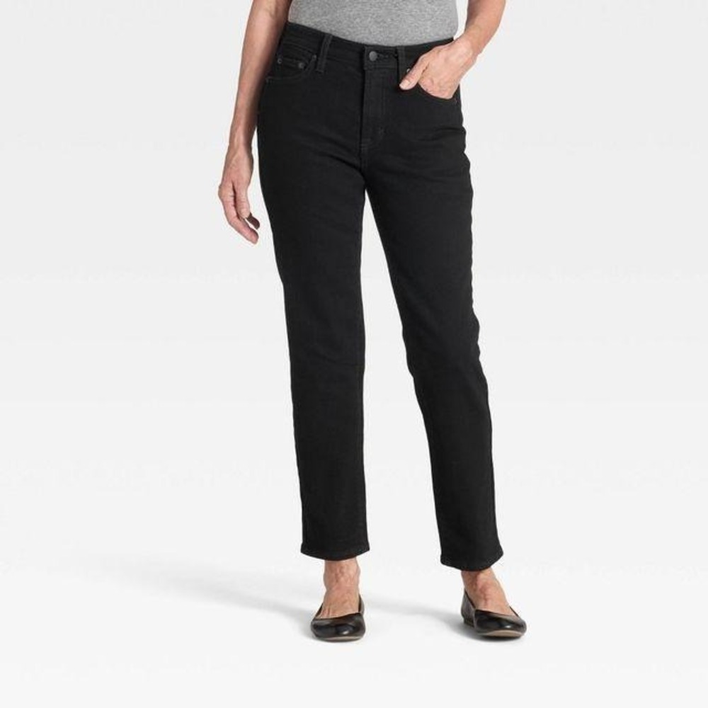 NWT Universal Thread Womens Mid-Rise Slim Straight Jeans Black 6R 014051912